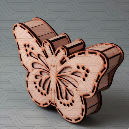 دانلود طرح آماده برش لیزر جعبه کادو پروانه کد 11596