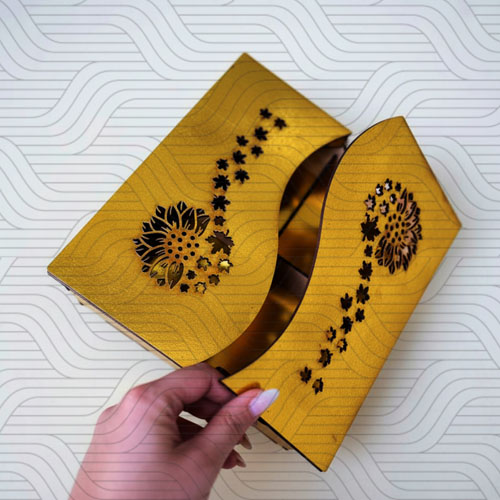 دانلود طرح آماده برش لیزر جعبه آجیل دو درب چهار خانه کد 11637