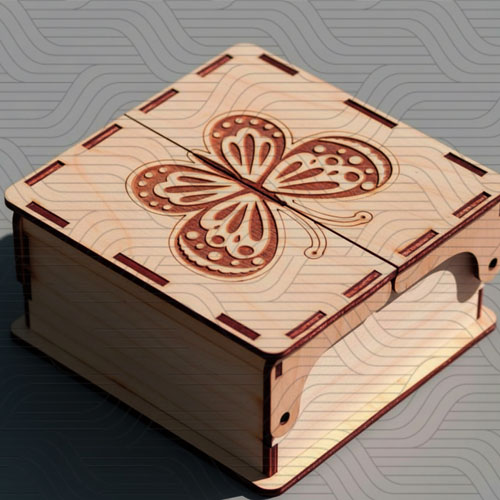 دانلود طرح آماده برش لیزر جعبه انگشتر مدل پروانه کد 11657