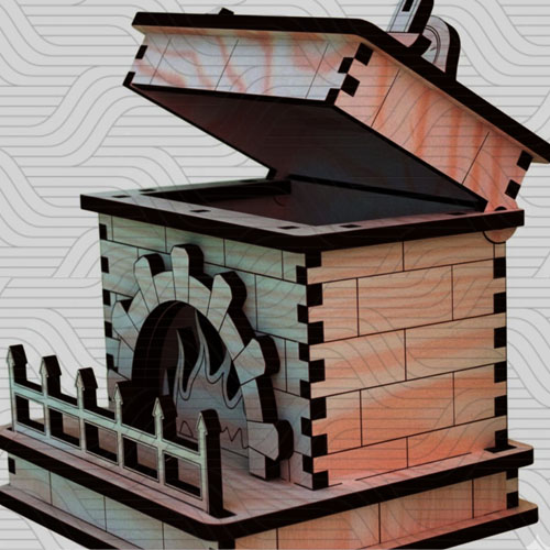 دانلود طرح آماده برش لیزر جعبه جواهر مدل شومینه کد 11685