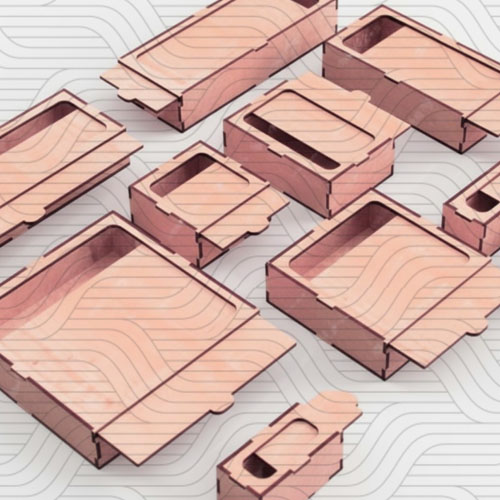 دانلود طرح آماده برش لیزر مجموعه جعبه درب کشویی کد 11788