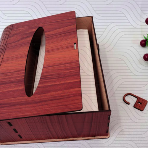 دانلود طرح آماده برش لیزر جعبه دستمال چوبی کد 11835